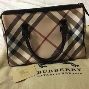 Authentic Burberry Black Nova Check Bowling Bag